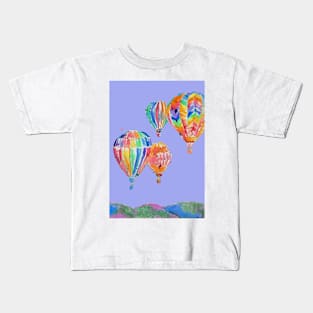 Hot Air Balloon Watercolor Painting on Lavender Purple Balloons Kids T-Shirt